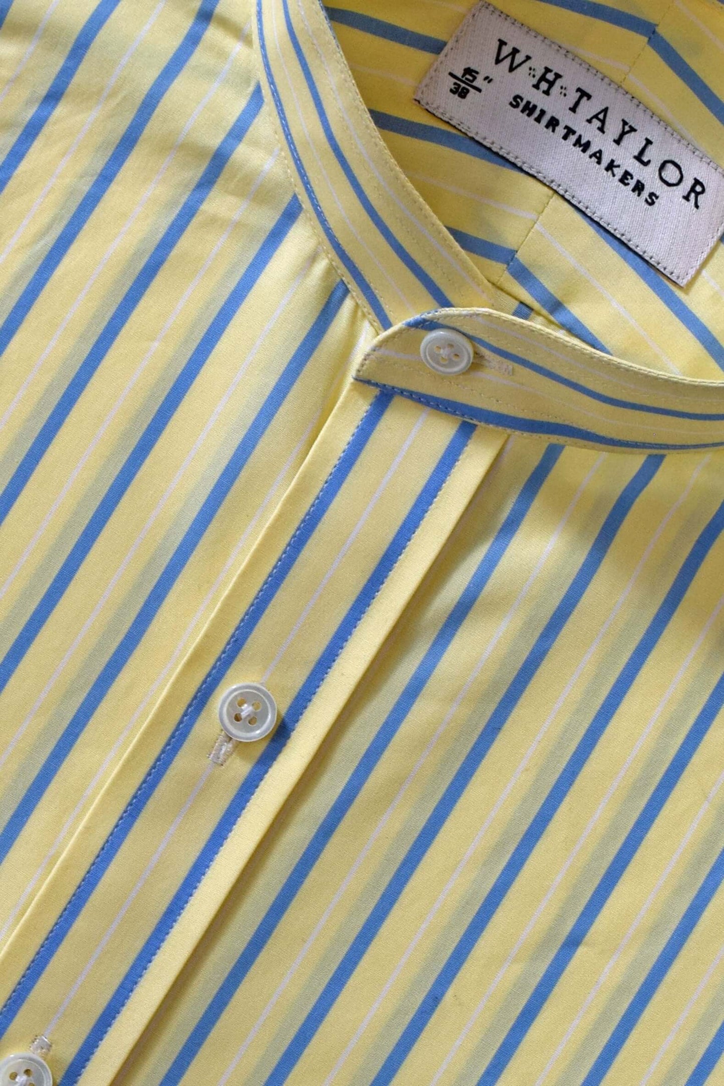 Maßgeschneidertes Herrenhemd mit gelben und blauen Streifen