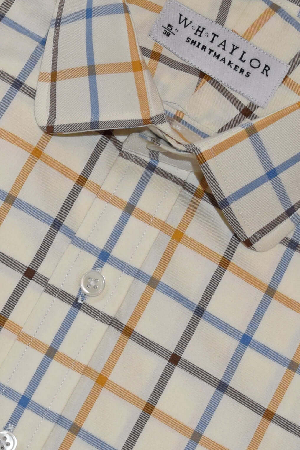 Blaues, kleines Gingham-Karo-Popeline-Herrenhemd nach Maß
