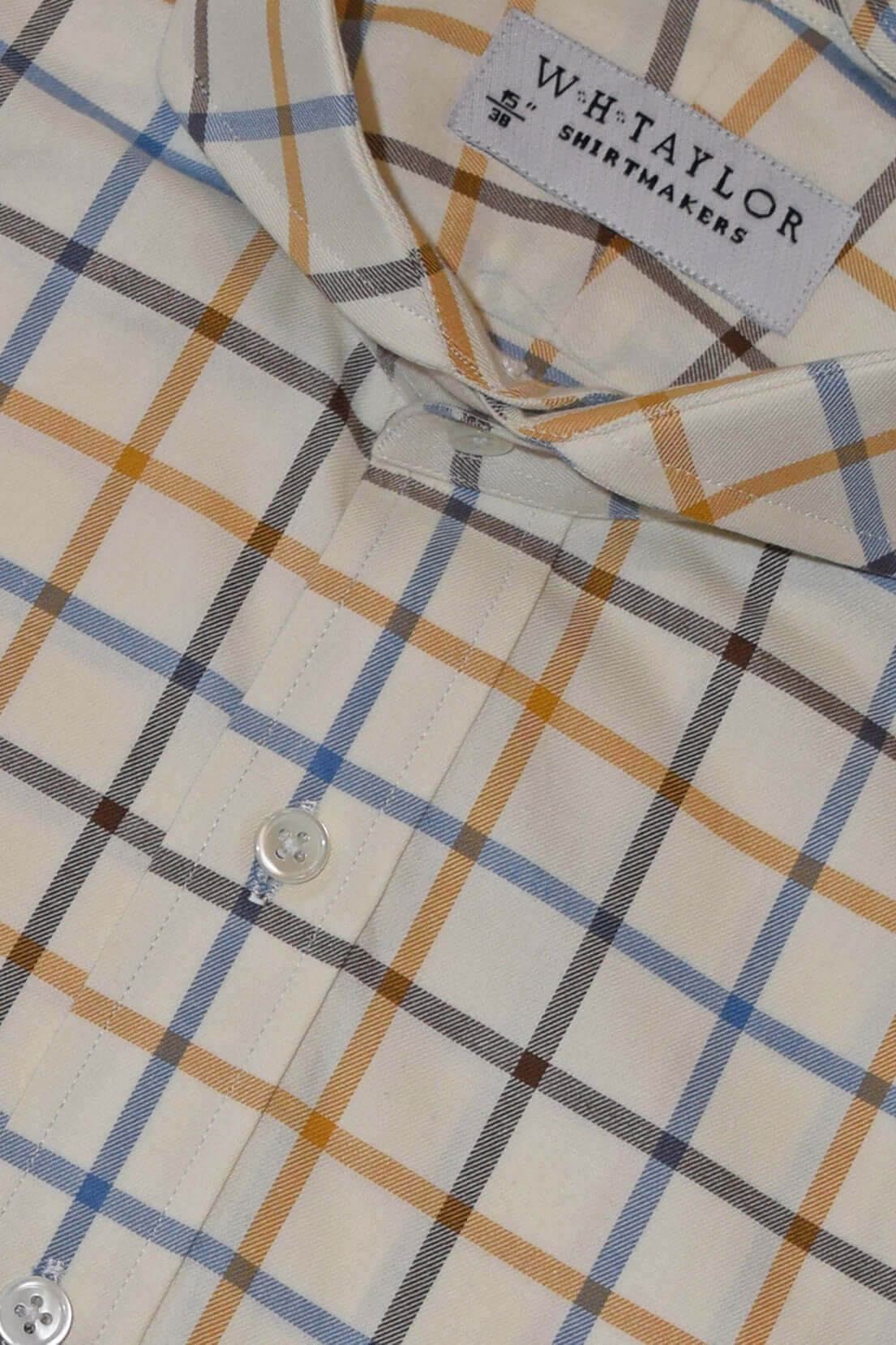 Blaues, kleines Gingham-Karo-Popeline-Herrenhemd nach Maß