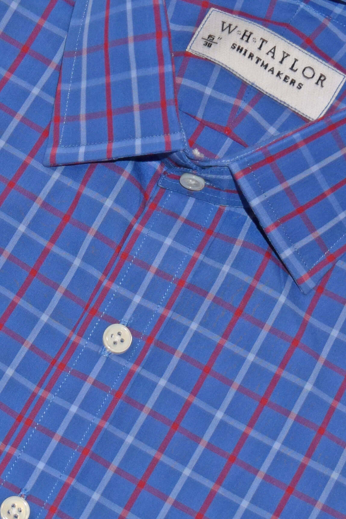 ブルー、プラム & チャコール チェック ツイル メンズ ビスポーク シャツ