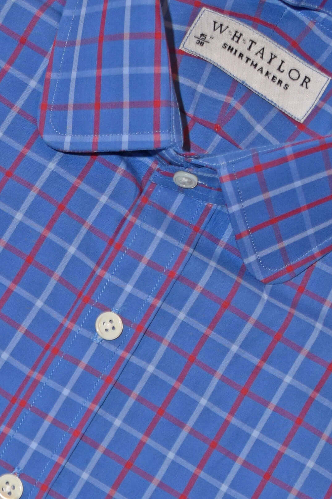 ブルー、プラム & チャコール チェック ツイル メンズ ビスポーク シャツ