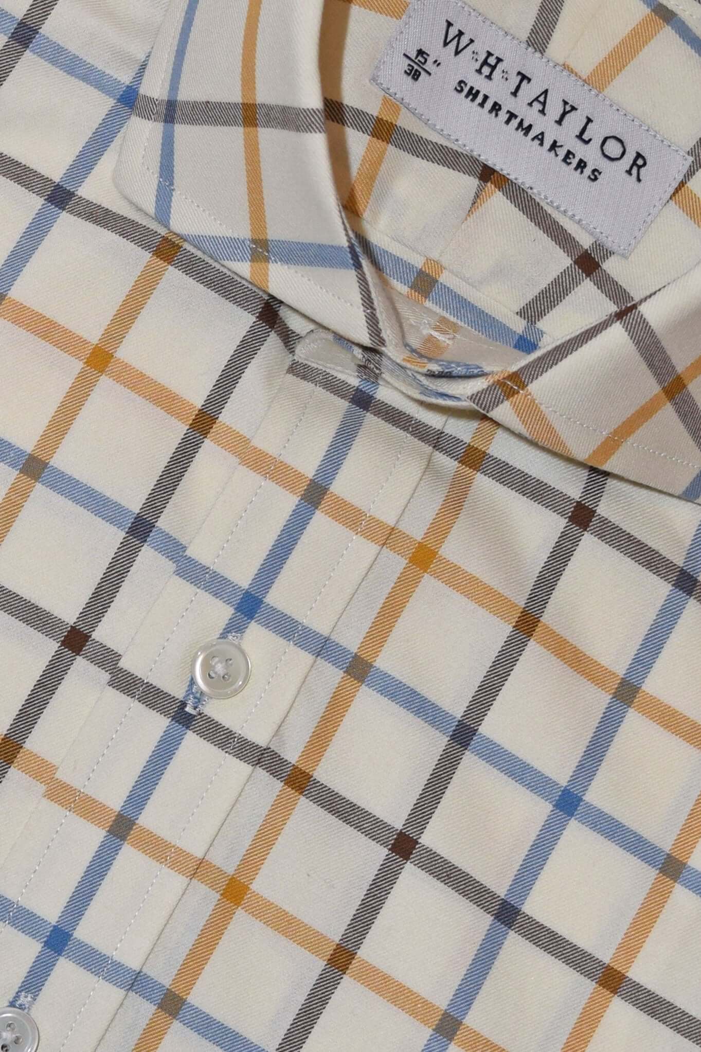 Blaues, kleines Gingham-Karo-Popeline-Herrenhemd nach Maß