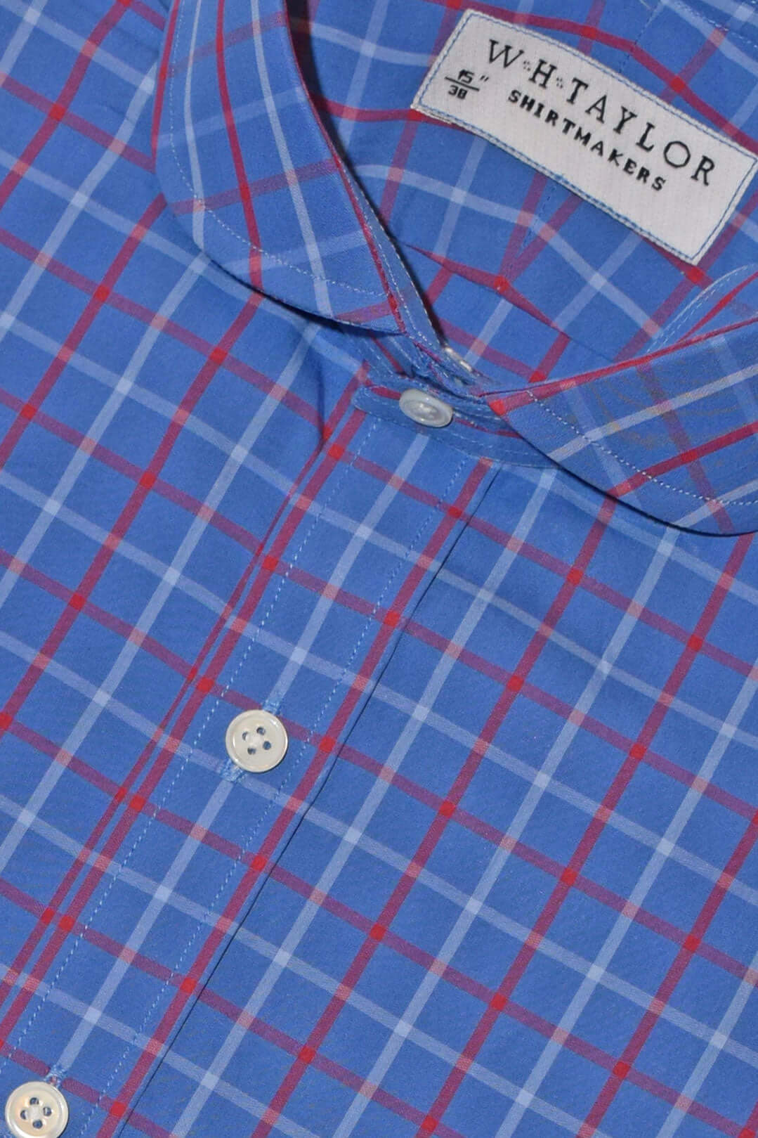 ブルー、プラム & チャコール チェック ツイル メンズ ビスポーク シャツ