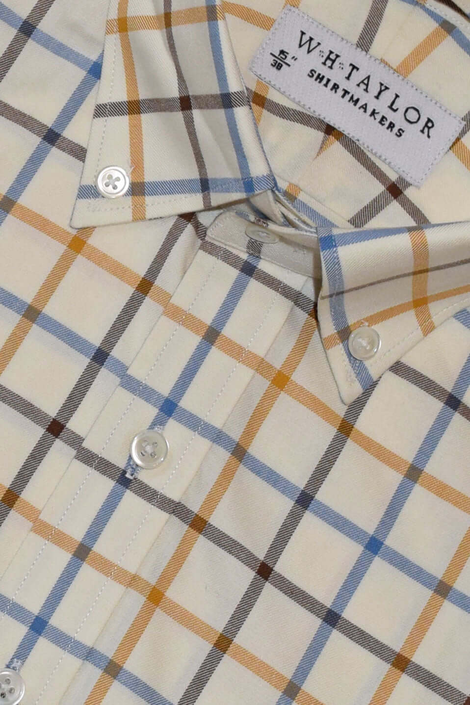 Blaues, kleines Gingham-Karo-Popeline-Herrenhemd nach Maß
