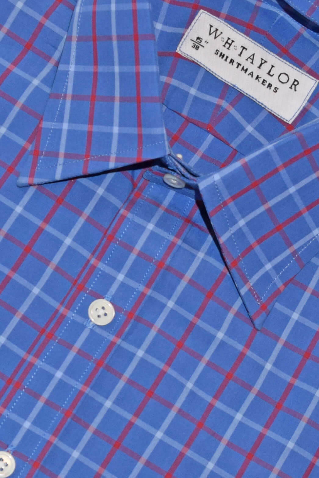 ブルー、プラム & チャコール チェック ツイル メンズ ビスポーク シャツ