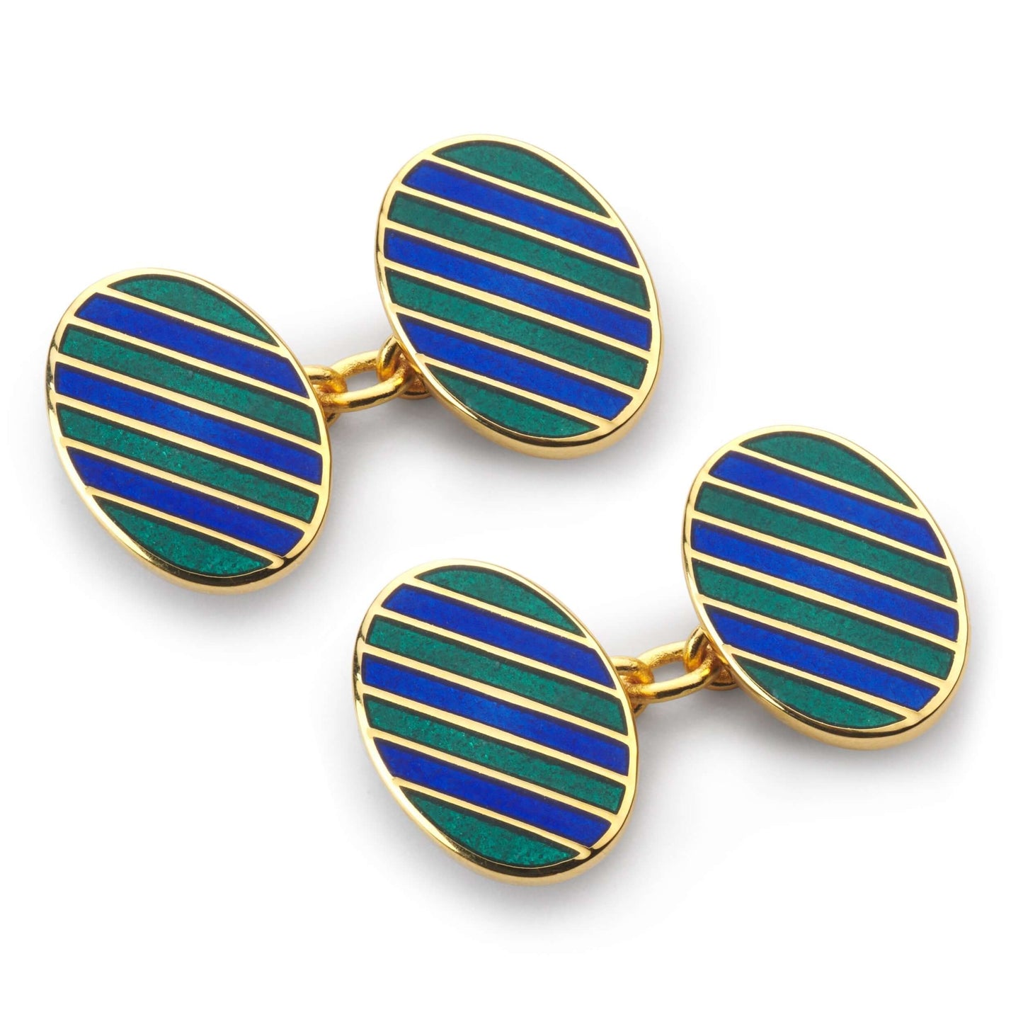 Stripe Chain Cufflinks In Green And Blue