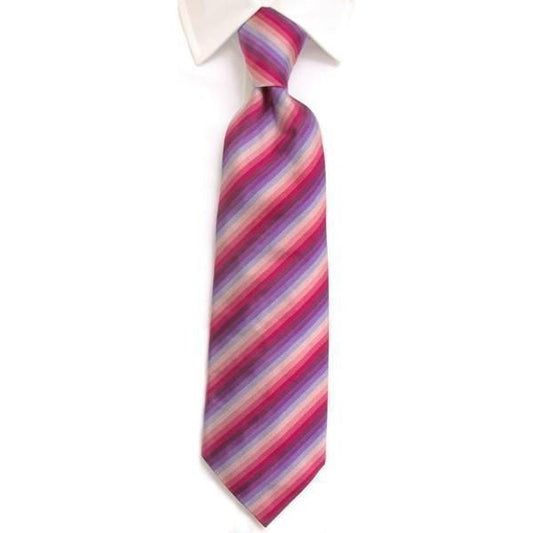 Handmade Mauve and Cerise Rainbow Stripe Silk Tie - whtshirtmakers.com
